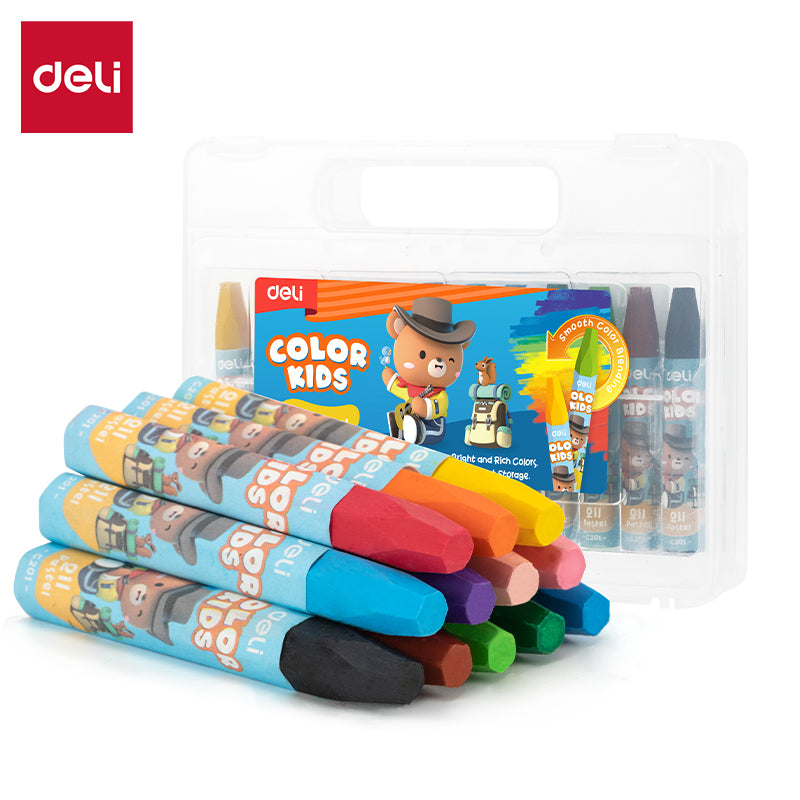 ColorKids Oil Pastel-Plastic | 12 Color palette | Smooth | Eco friendly & safe | Easy grip