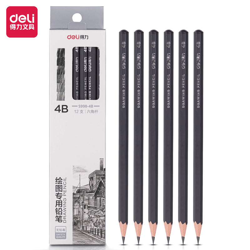 (S998 ) Deli  Pencil - 4B-Balck