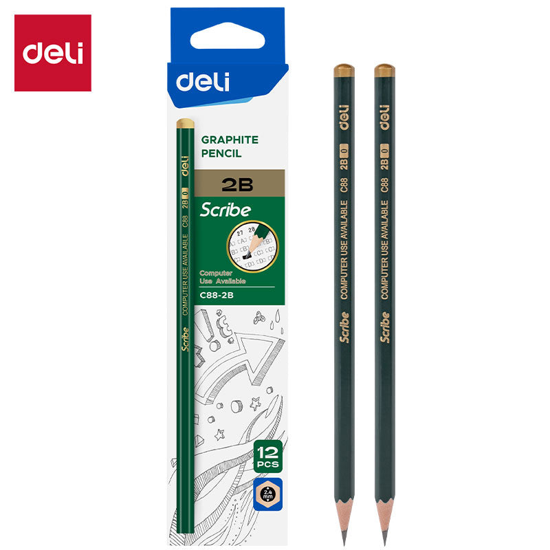 (EC88-2B) Deli Pencil-Hex-2B-Green