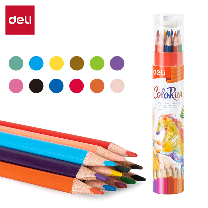 Colorun Colored Pencil-Tin-12 | Vibrant | Safe | Free sharpener | 12 colors