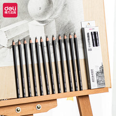 Deli Pencil-8B-Black | Non-toxic barrel | smooth and consistent