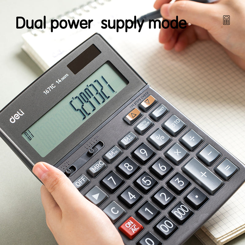 Deli Desktop Calculator | 150 step check | Metal body | 14 Digits