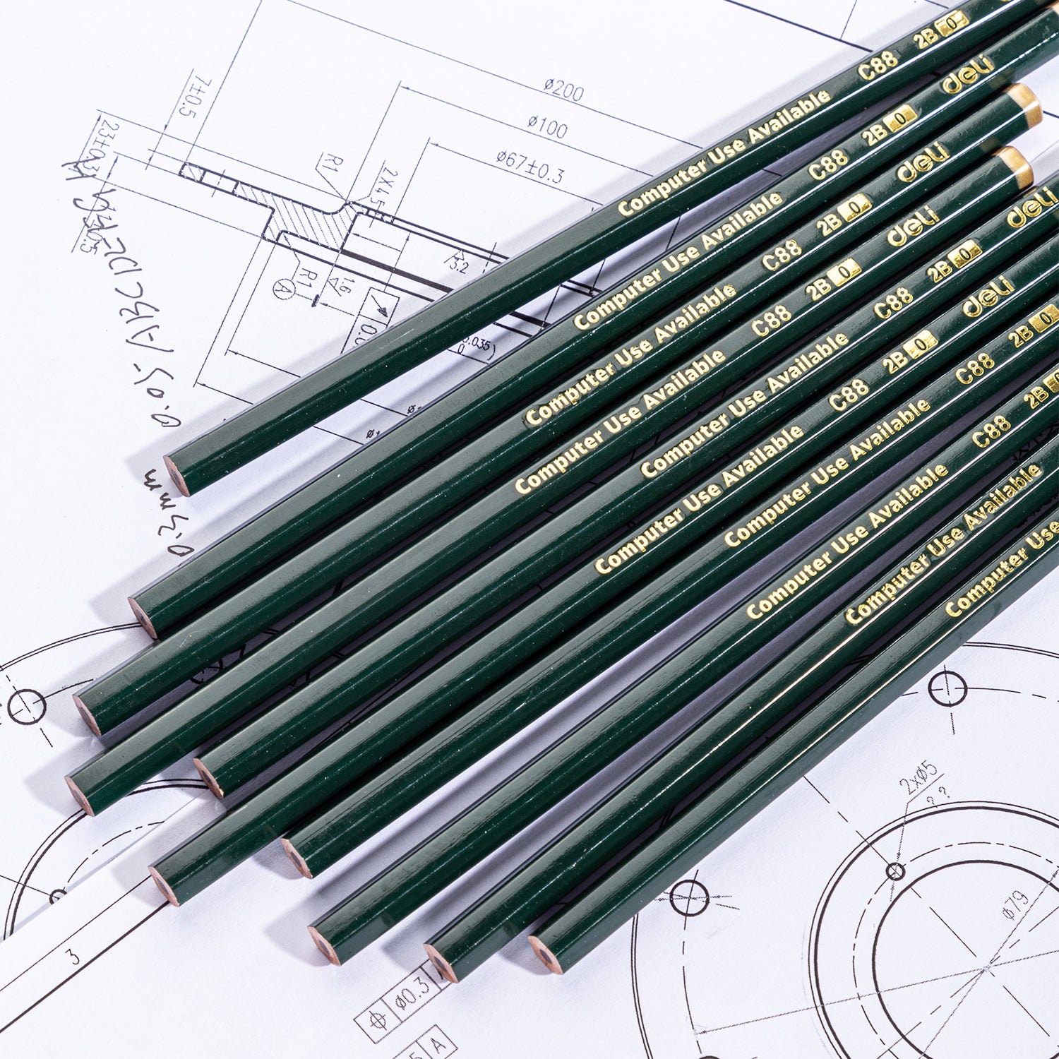 (EC88-2B) Deli Pencil-Hex-2B-Green