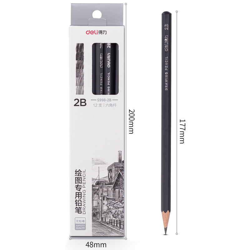 (S998-8B) Deli Pencil-8B-Black