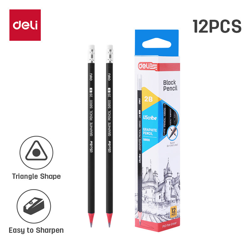 (E58100) Scribe Pencil -2B-Tri-Black