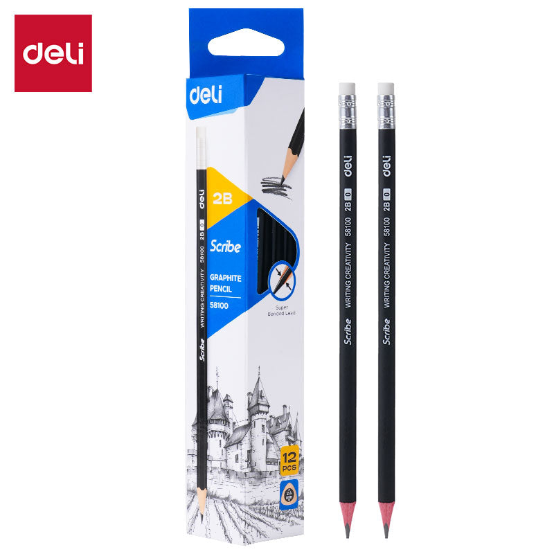 (E58100) Scribe Pencil -2B-Tri-Black