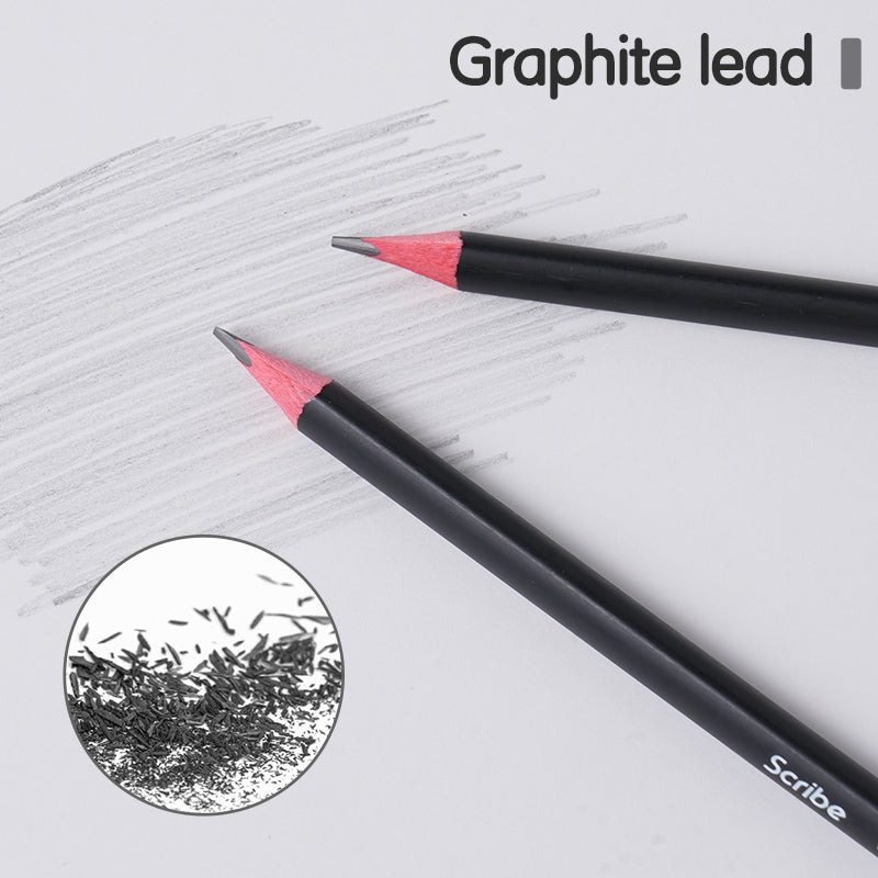 Scribe Pencil -2B-Tri-Black | High quality graphite | Durable eraser