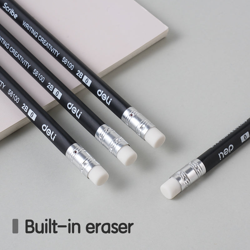 Scribe Pencil -2B-Tri-Black | High quality graphite | Durable eraser
