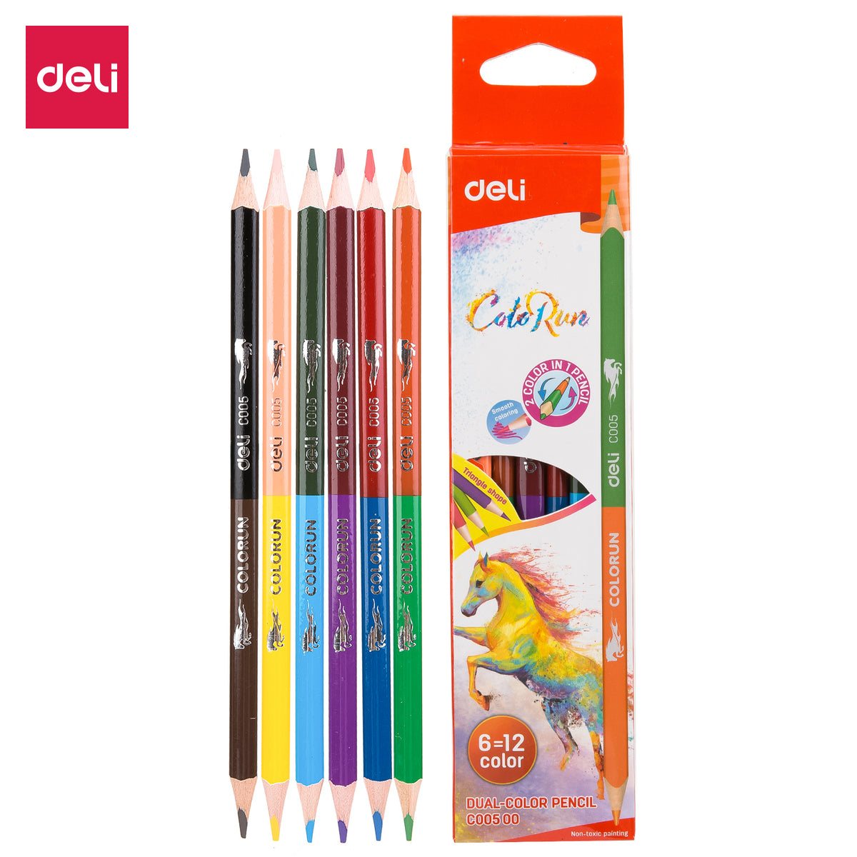 Colorun Dual Colored Pencil-6 | Double sided design | Non-toxic | Vibrant | 6 pencils 12 colors