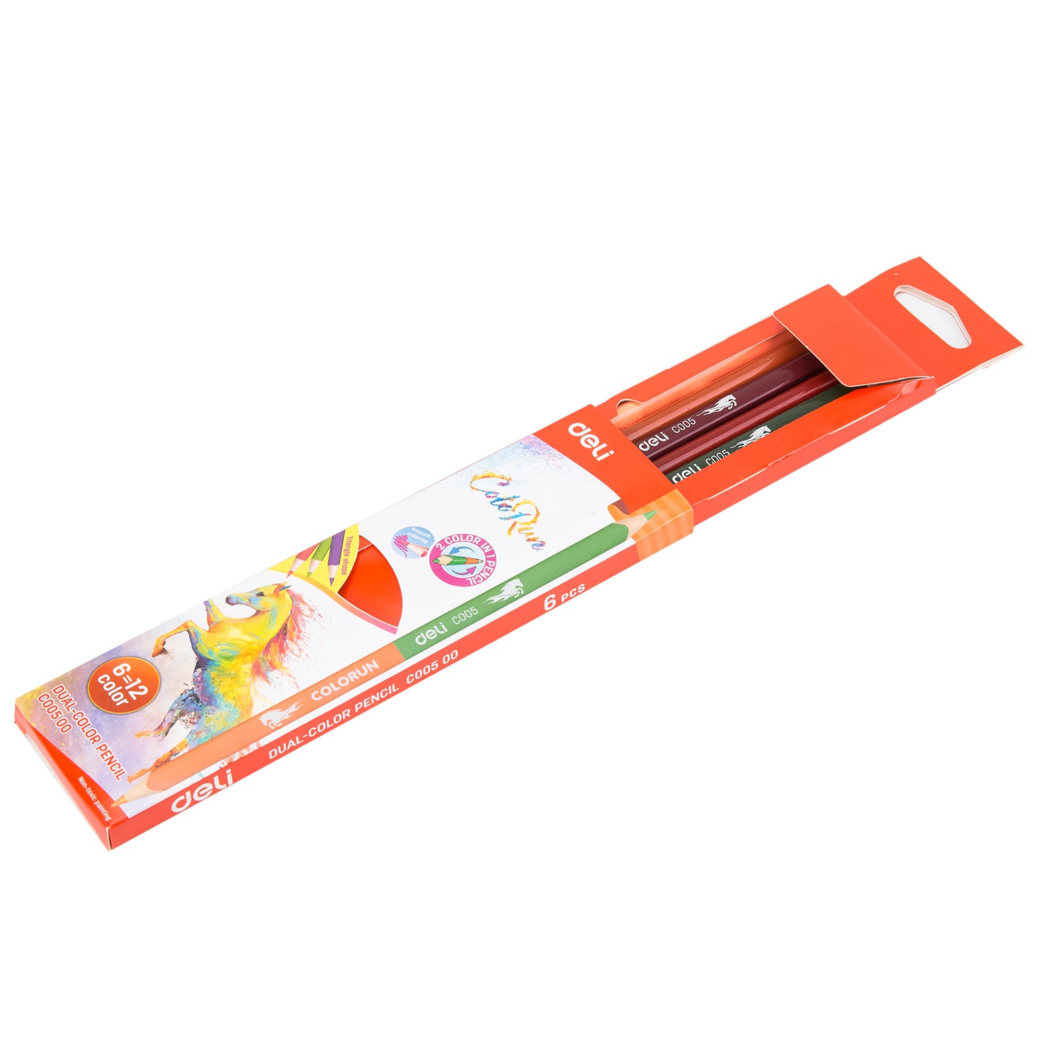 Colorun Dual Colored Pencil-6 | Double sided design | Non-toxic | Vibrant | 6 pencils 12 colors