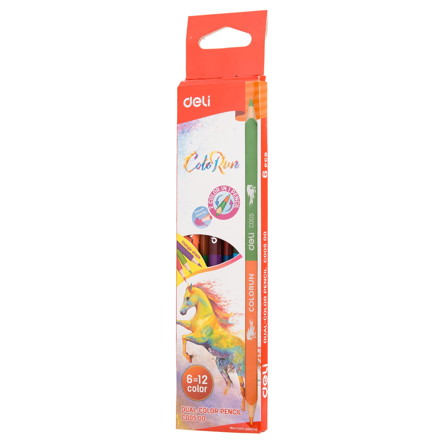 Colorun Dual Colored Pencil-6 | Double sided design | Non-toxic | Vibrant | 6 pencils 12 colors