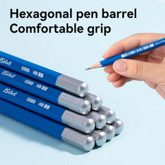 iSelect Pencil-HB-Hex-Blue - 10 Pcs Pack | Strong lead | Super dark writing | Free sharpener-eraser |