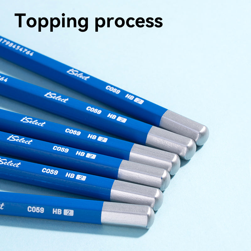iSelect Pencil-HB-Hex-Blue - 10 Pcs Pack | Strong lead | Super dark writing | Free sharpener-eraser |