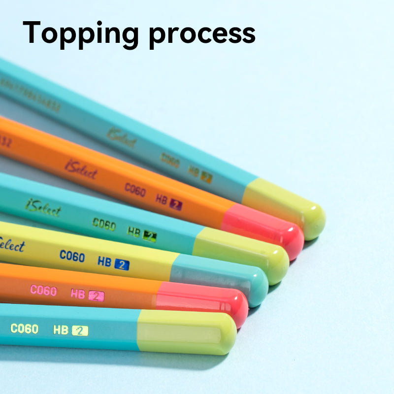 iSelect Pencil-HB-Hex-Colorful barrel - 10 Pcs Pack | Strong lead | Super dark writing | Free sharpener-eraser | Multi-color barrel