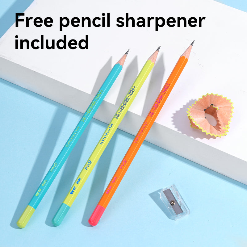 iSelect Pencil-HB-Hex-Colorful barrel - 10 Pcs Pack | Strong lead | Super dark writing | Free sharpener-eraser | Multi-color barrel