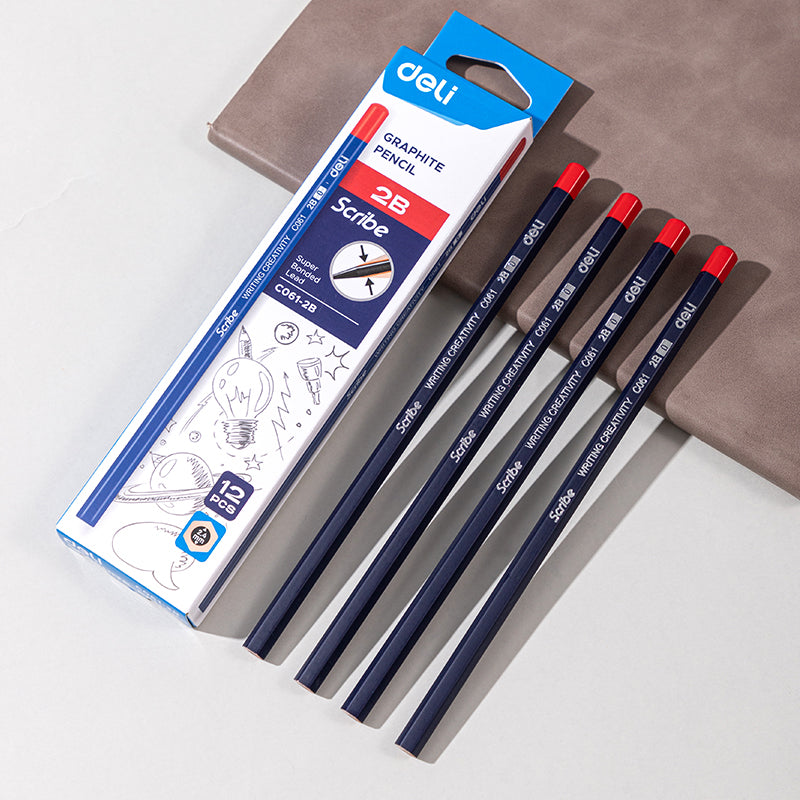 Scribe Pencil -2B-Hex-Blue | Durable | Dark | Safe | Poplar wood | Hexagonal shape