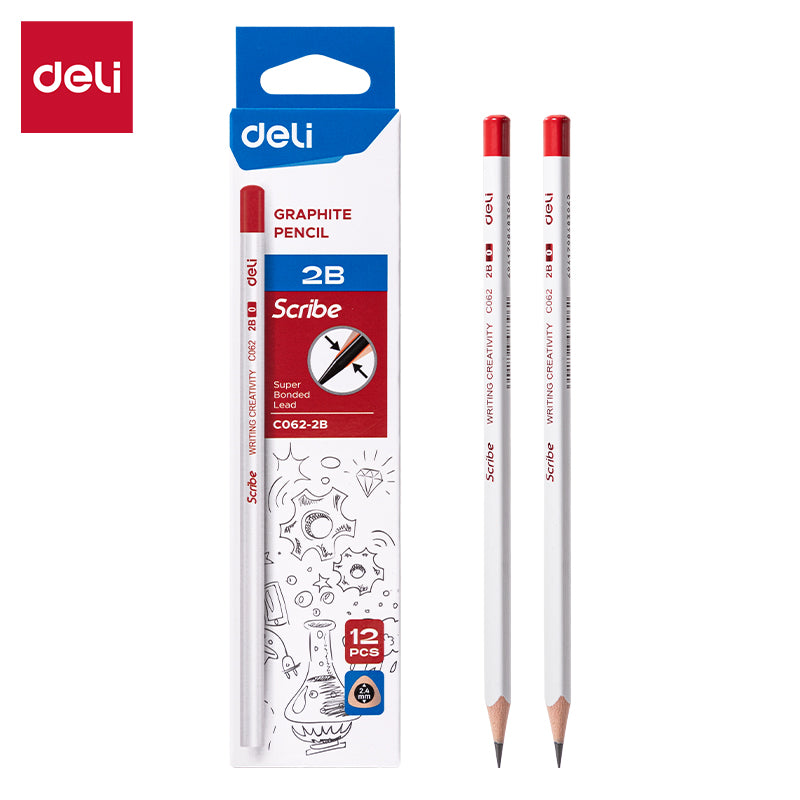 (EC062-2B) Scribe Pencil -2B-Tri-White