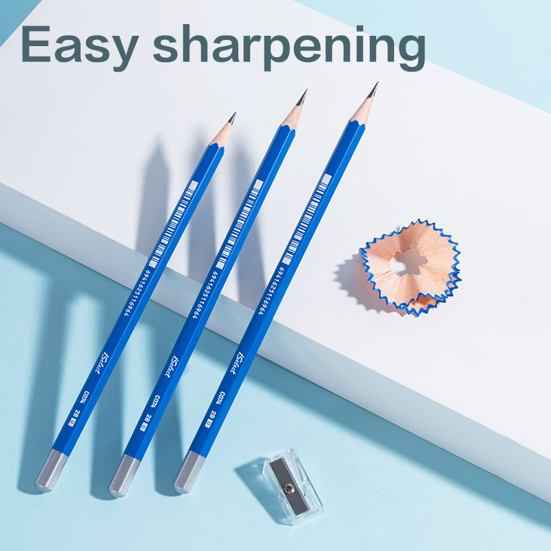 iSelect Pencil-2B-Hex-Blue | Hexagonal barrel design | Free sharpener and eraser | Super Dark lead