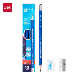 iSelect Pencil-2B-Hex-Blue | Hexagonal barrel design | Free sharpener and eraser | Super Dark lead