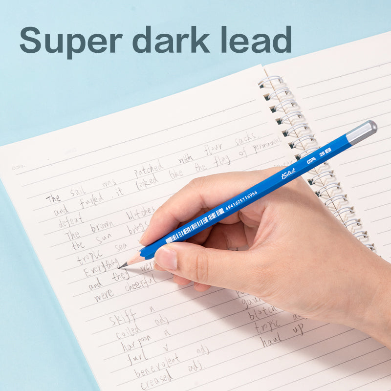 iSelect Pencil-2B-Hex-Blue | Hexagonal barrel design | Free sharpener and eraser | Super Dark lead