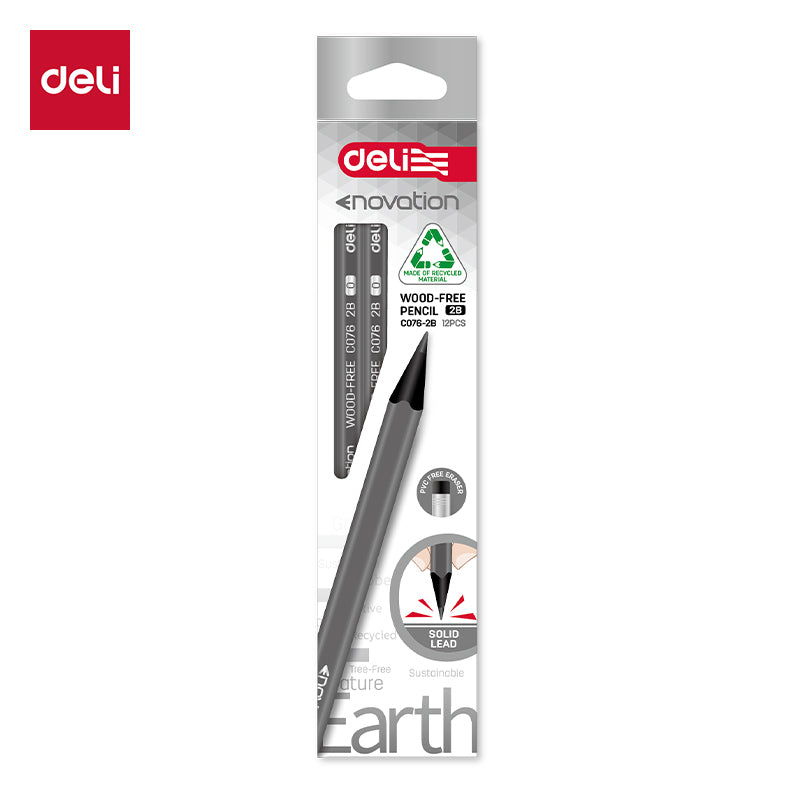 Deli Enovation pencil-2B | Wood-free | Hexagonal Barrel | Eraser head