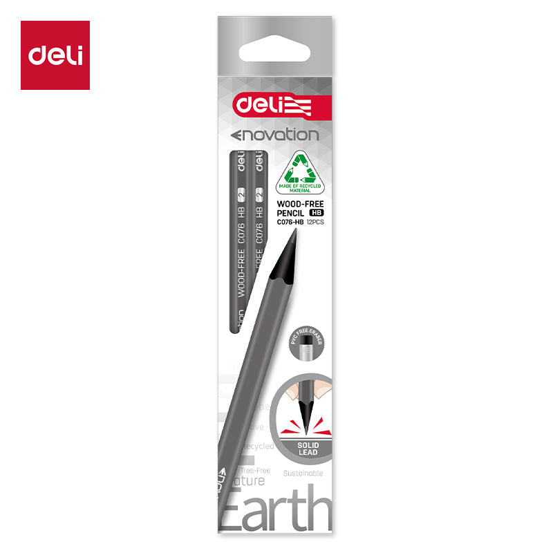 Deli Enovation pencil-HB | Wood-free | Eco-friendly | Hexagonal Barrel | Eraser head