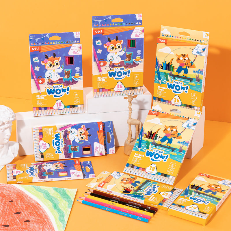 WOW Colored Pencil-Full-24 | Vibrant | Light-weight | Flawless coloring | 24 colors