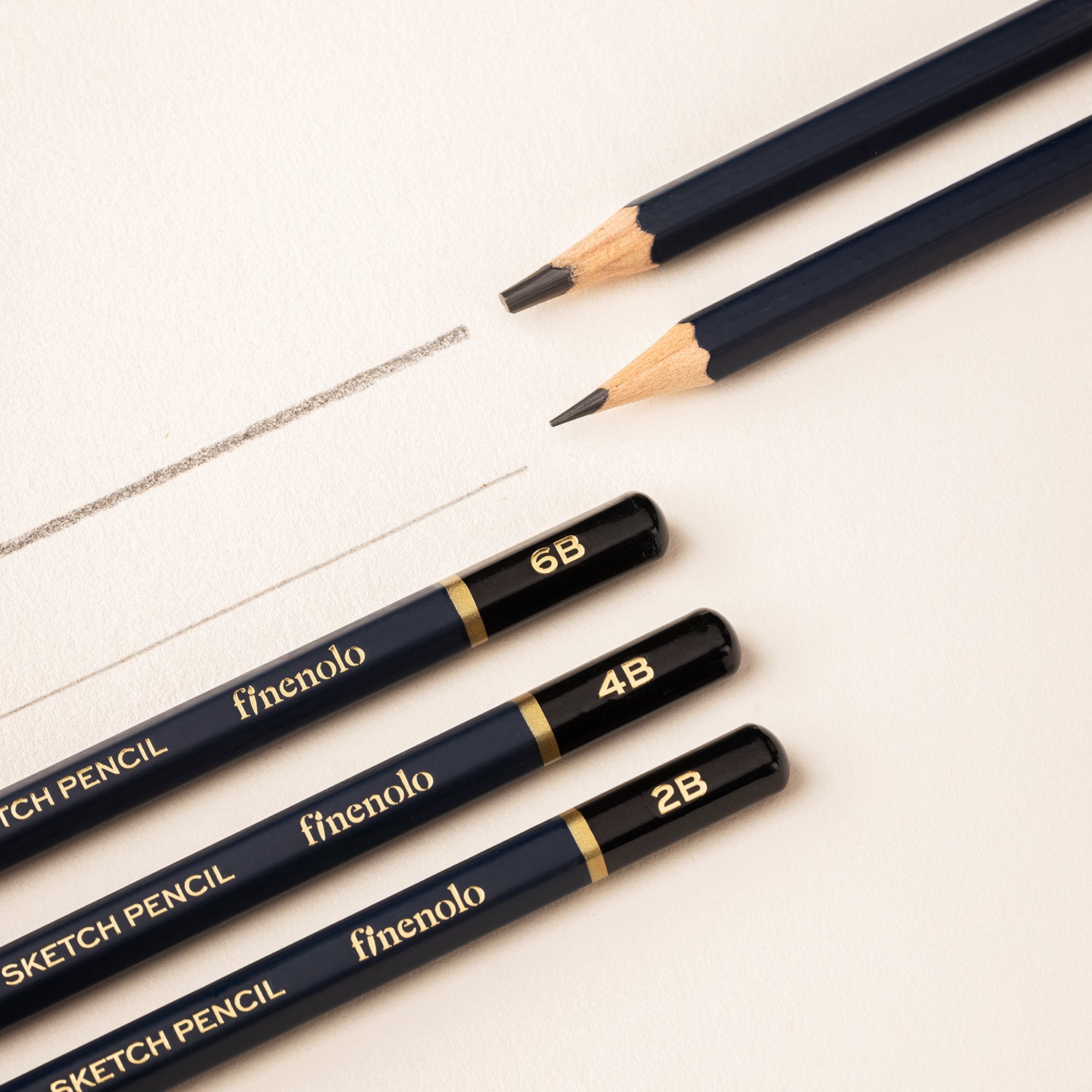 Finenolo Sketching Pencil-Set | Extra dark Graphite | Soft Basswood body