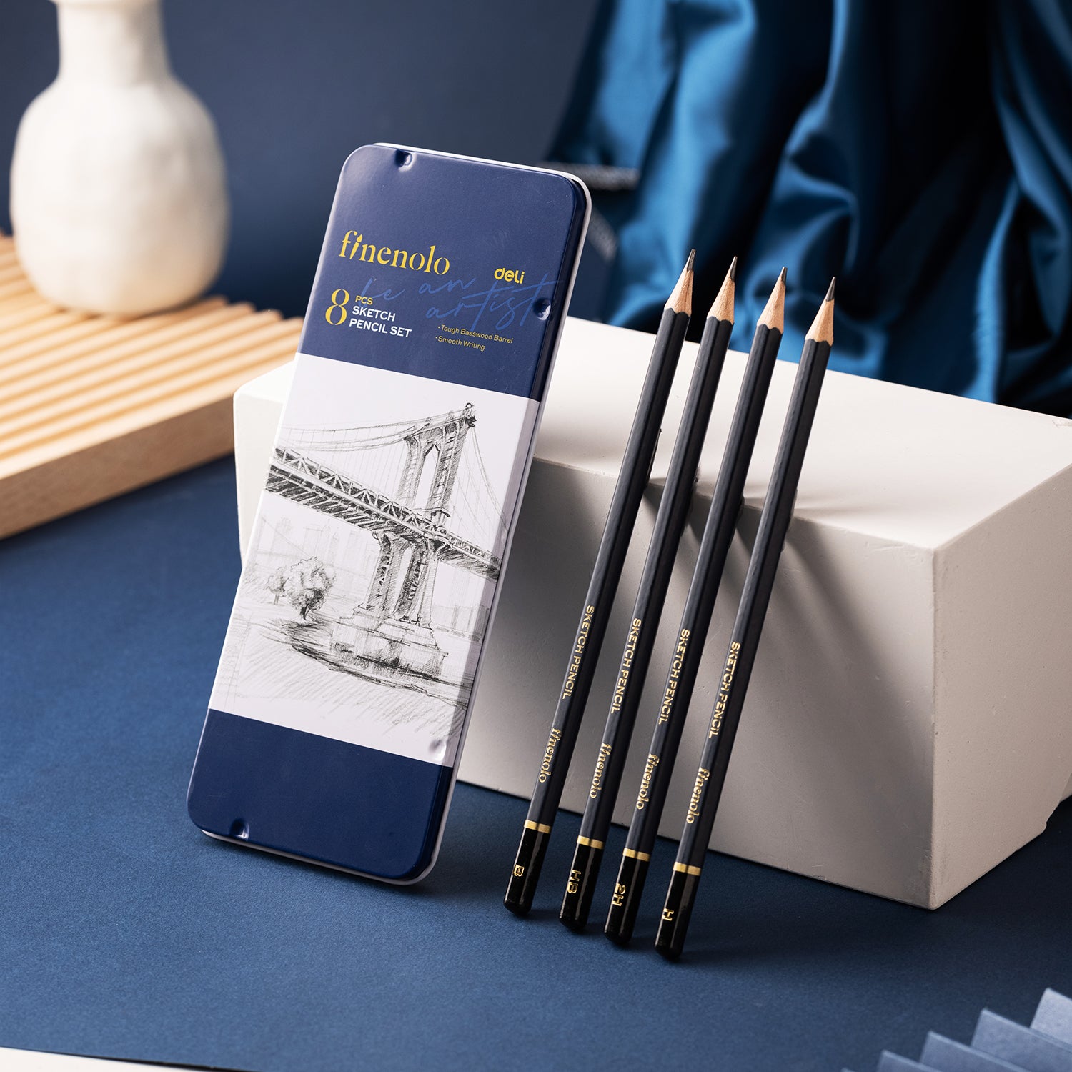 Finenolo Sketching Pencil-Set | Extra dark Graphite | Soft Basswood body