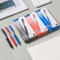Deli SMOS  Gel pen-0.5mm-BK | Faux leather grip | Smudge free | 0.5mm tip precision