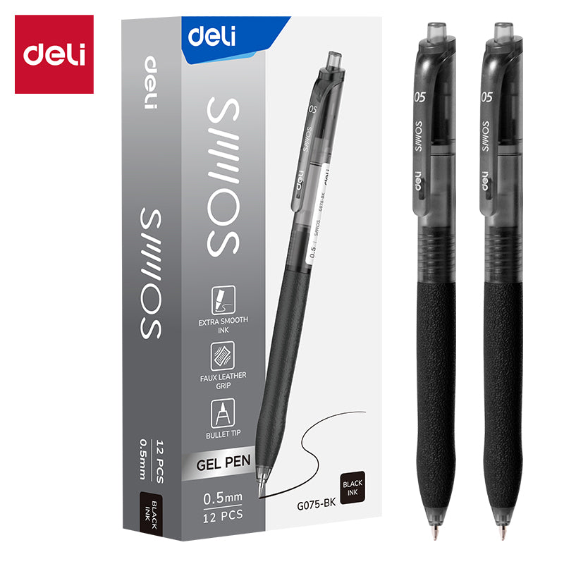 (EG075-BK) Deli SMOS  Gel pen-0.5-BK