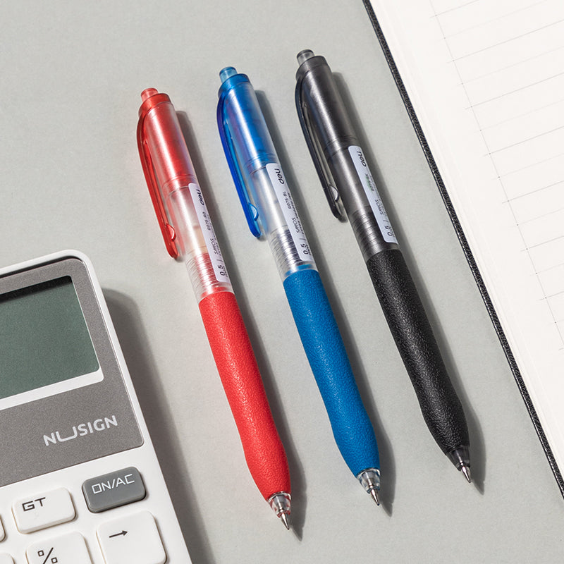 Deli SMOS  Gel pen-0.5mm-BK | Faux leather grip | Smudge free | 0.5mm tip precision