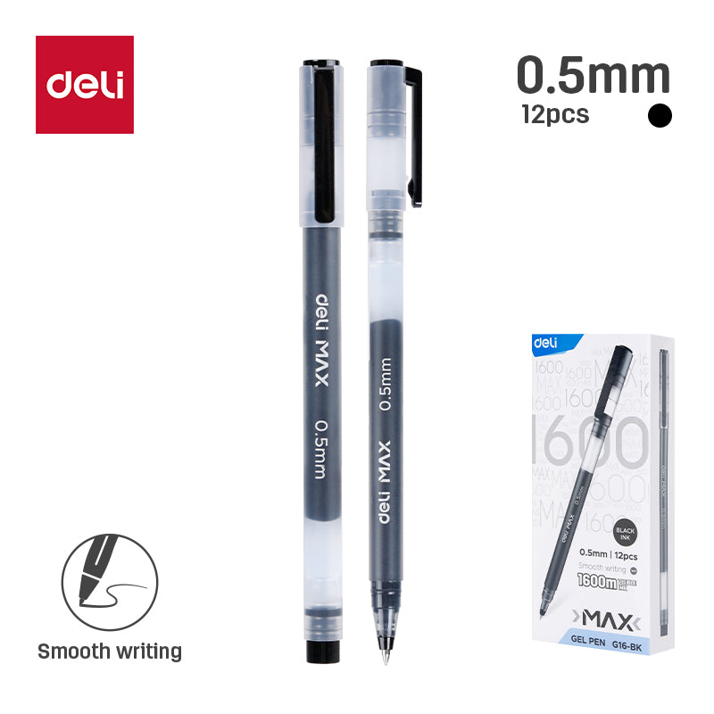 Max Gel Pen-0.5-BK | Precise | Smooth | 1600m of extended writing
