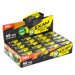 Deli Exam Eraser-Black | Dust-free | Easy cleaning