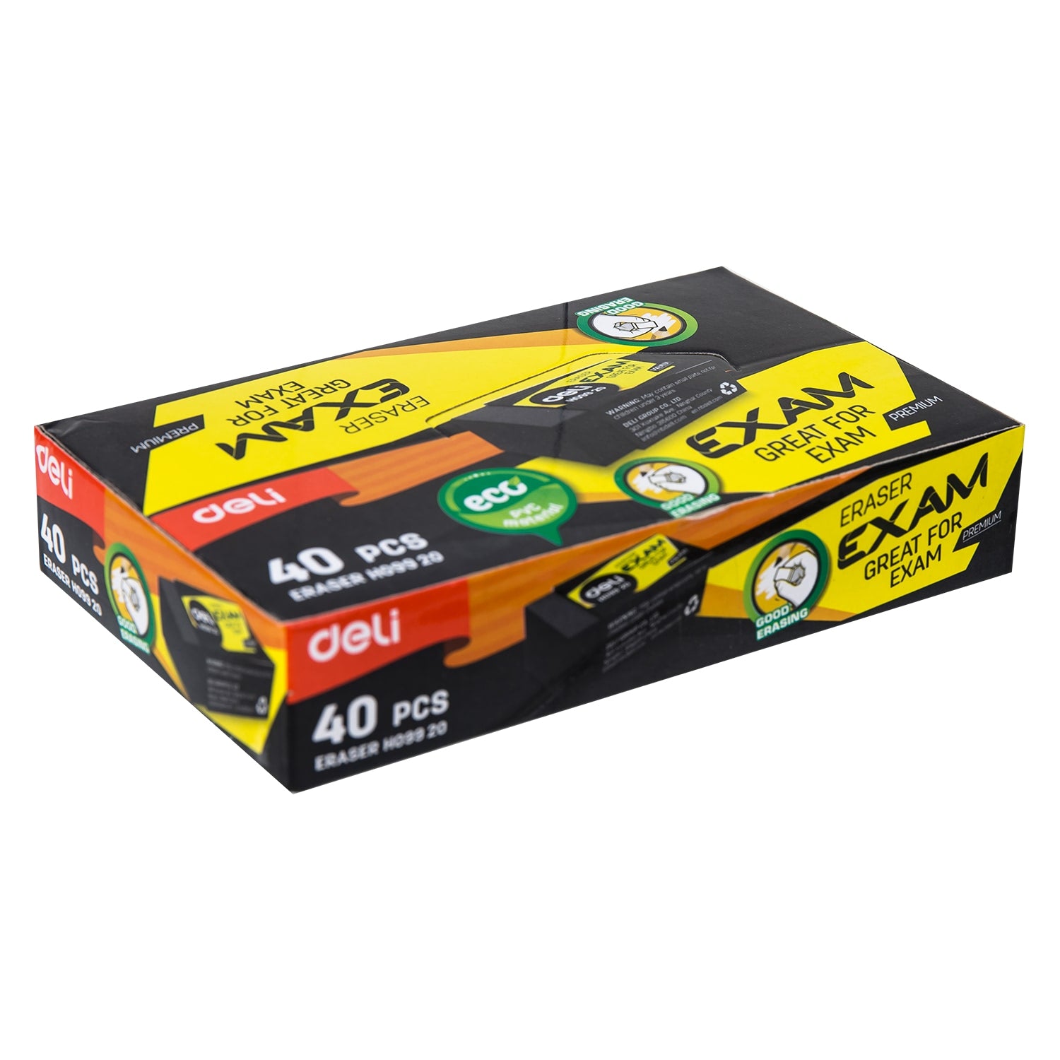 Deli Exam Eraser-Black | Dust-free | Easy cleaning