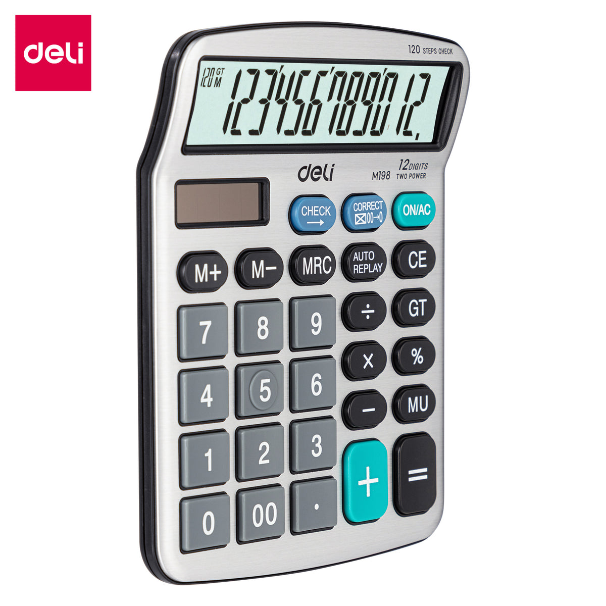 Desktop Calculator-M-12-Silver | 1,000,000+ Button Life | Clear display | 3 year warranty | 120 step check