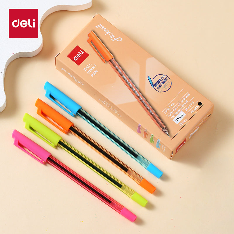 Deli Ballpoint pen-0.7mm-BK |  Smooth and effortless writing | Low viscosity ink