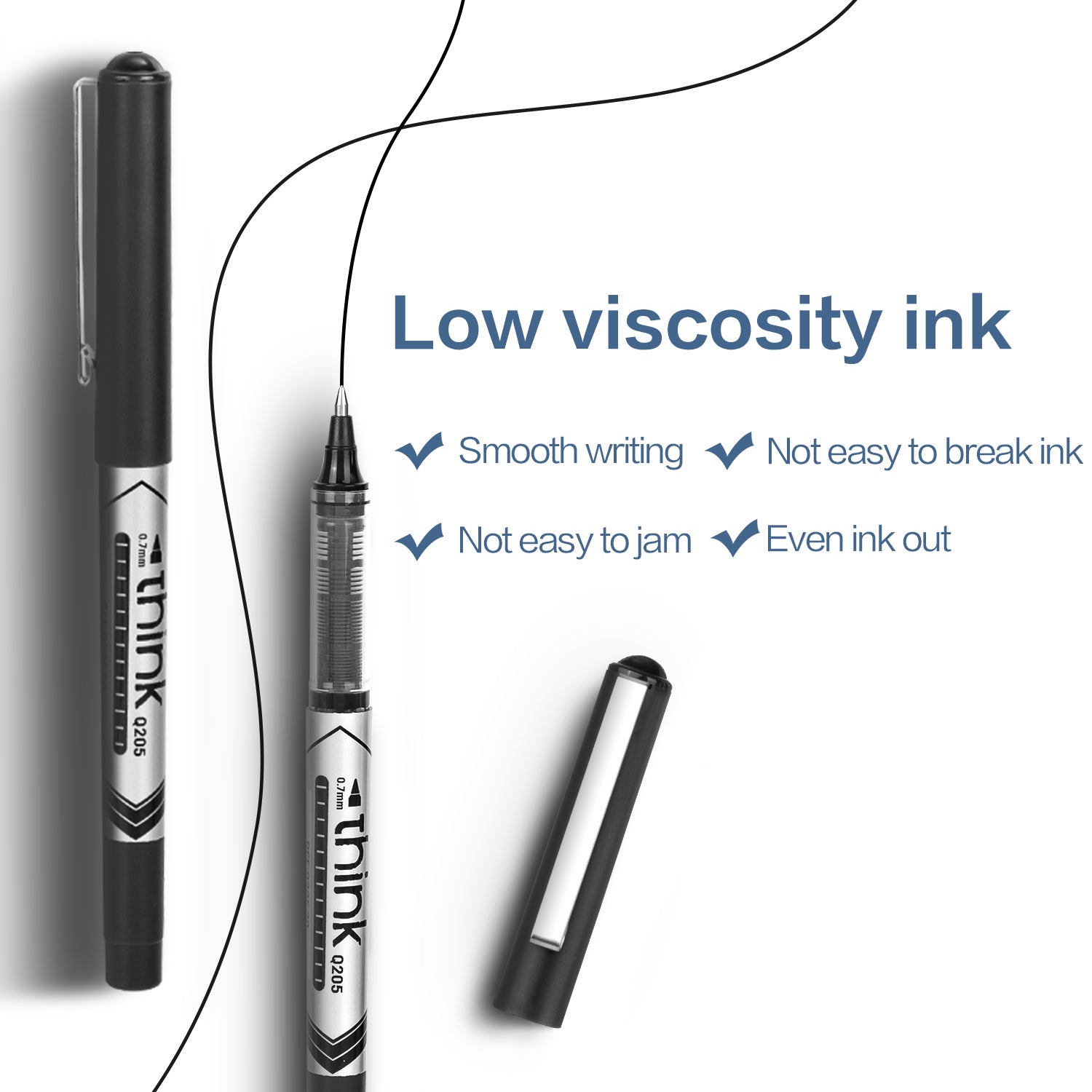 Think Roller Pen-0.7-BK-UNE |  1100m of writing | Reliable | Smooth