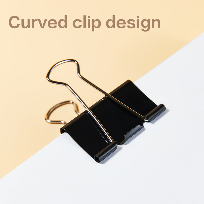 iSelect Binder Clips-1-51mm-12pcs | Smooth clamping | Sleek Metallic Finish | Curved Clip