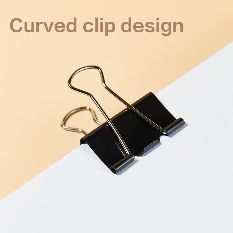 iSelect Binder Clips-2-41mm-12pcs | Smooth clamping | Sleek Metallic Finish | Curved Clip