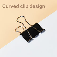 iSelect Binder Clips-2-41mm-12pcs | Smooth clamping | Sleek Metallic Finish | Curved Clip