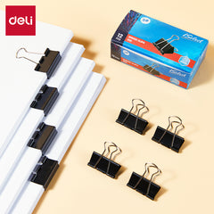 iSelect Binder Clips-3-32mm-12pcs | Clamps firmly | Sleek metallic finish | Curved clip design