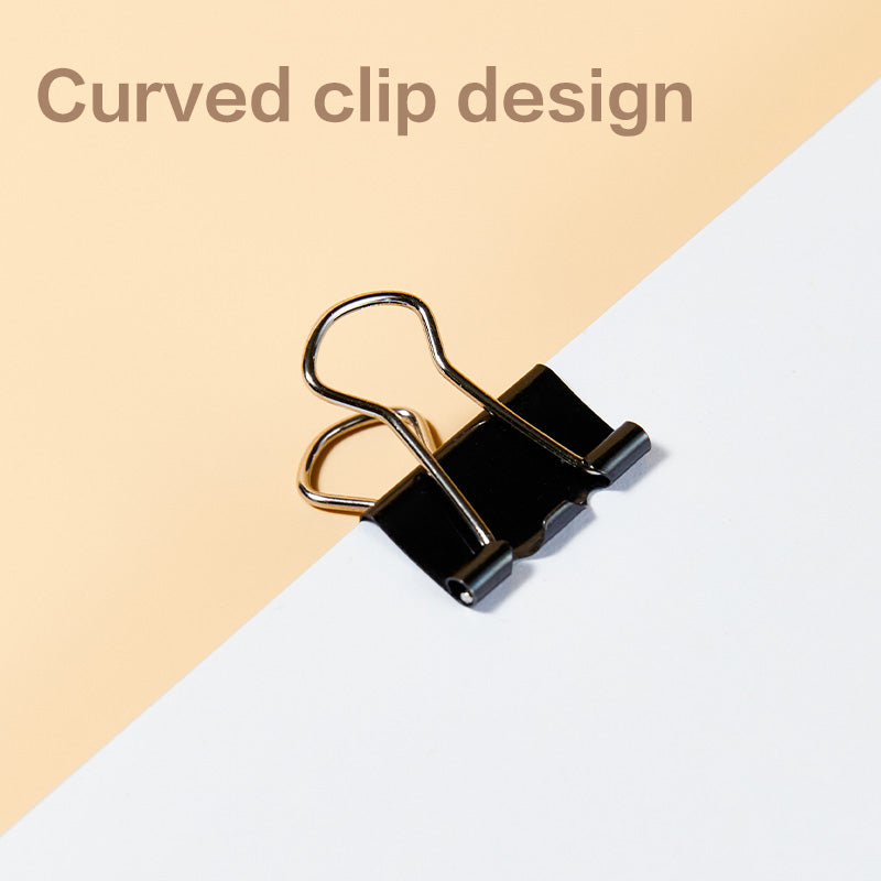 iSelect Binder Clips-5-19mm-12pcs | Smooth clamping | Sleek Metallic Finish | Curved Clip