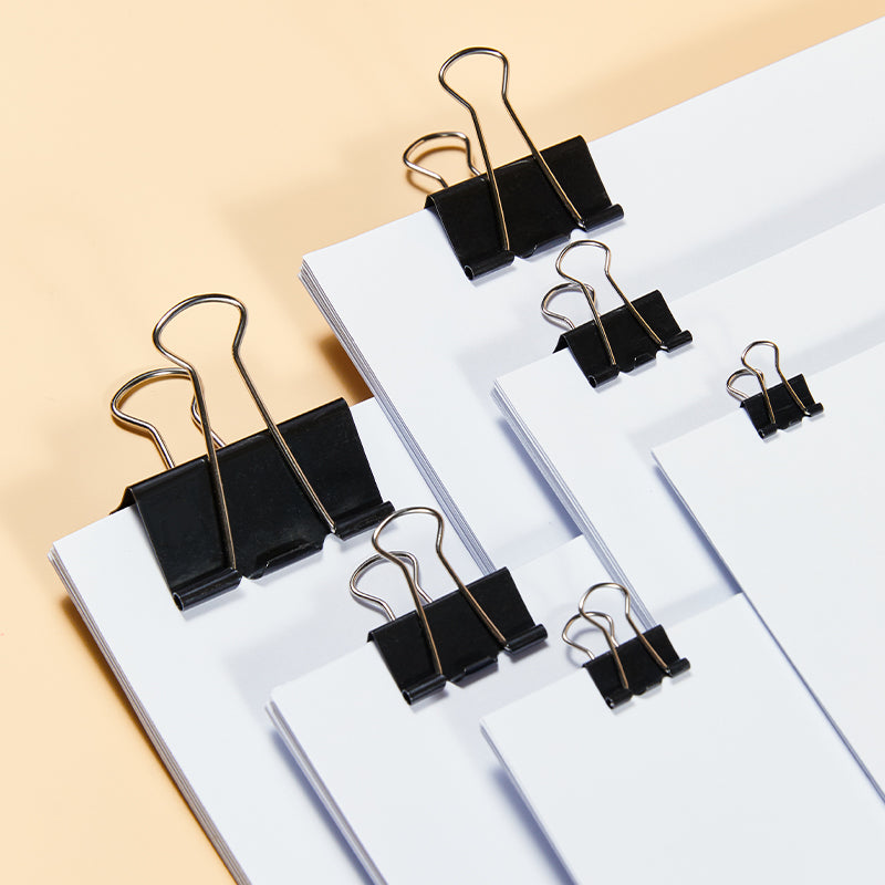 iSelect Binder Clips-6-15mm-12pcs | Smooth clamping | Sleek Metallic Finish | Curved Clip