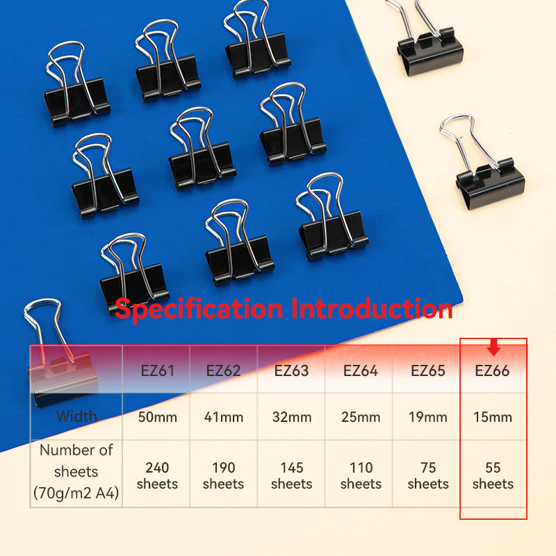 Effortless Binder Clip-BK | Holds 190 sheets | Smooth clamping | Rust free