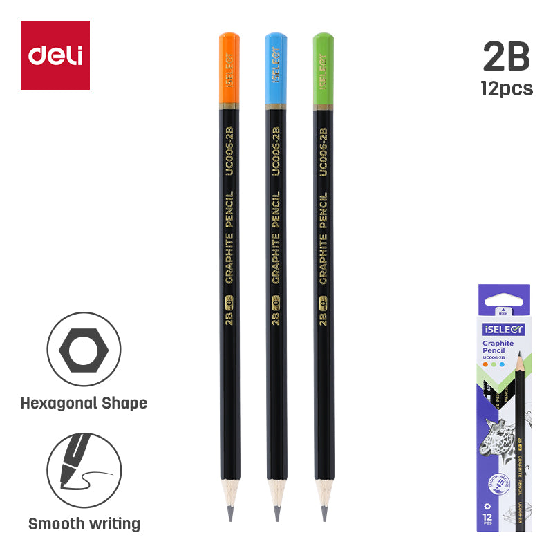 iSlelect Graphite pencil 2B | Smudge-free writing | Hexagonal barrel