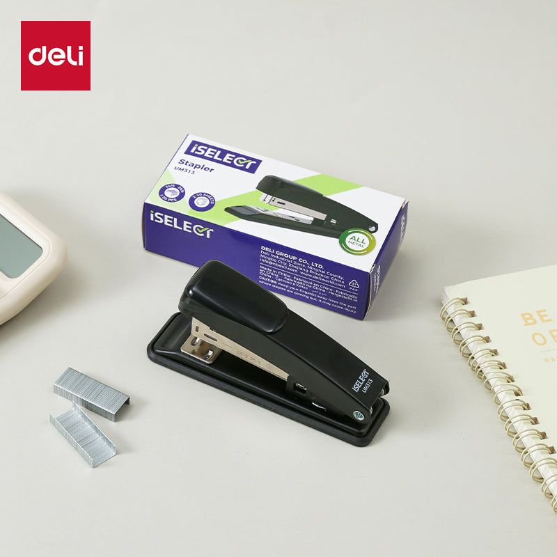 iSelect Stapler-Medium-24-26-BK | Binds up to 20 sheets | Rotatable anvil | Durable metal body