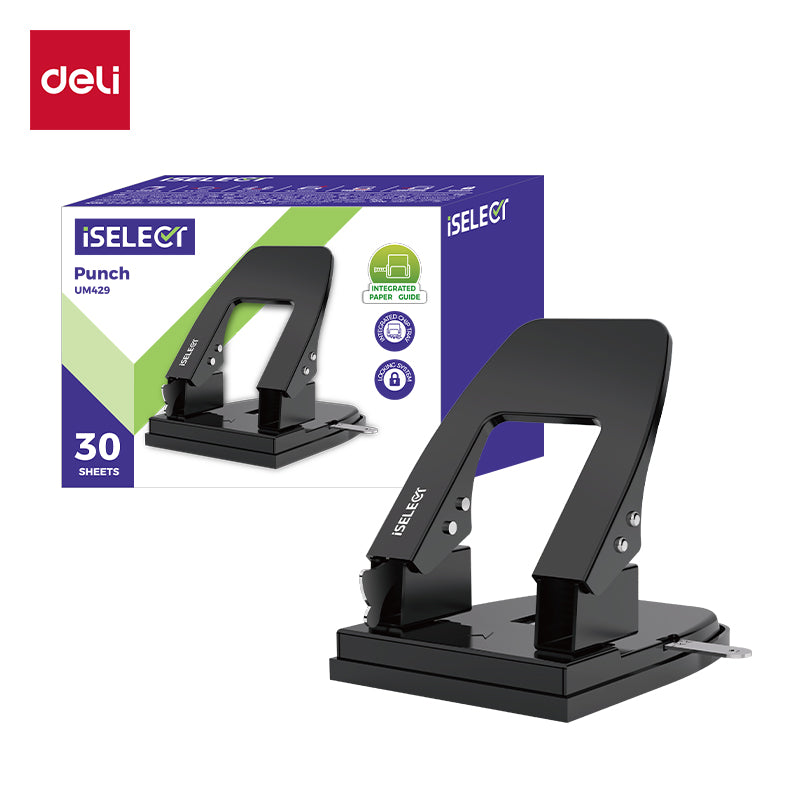 iSelect punch-30-BK | Punch up to 30 sheets | Integrated paper guide | Locking system | Heavy duty