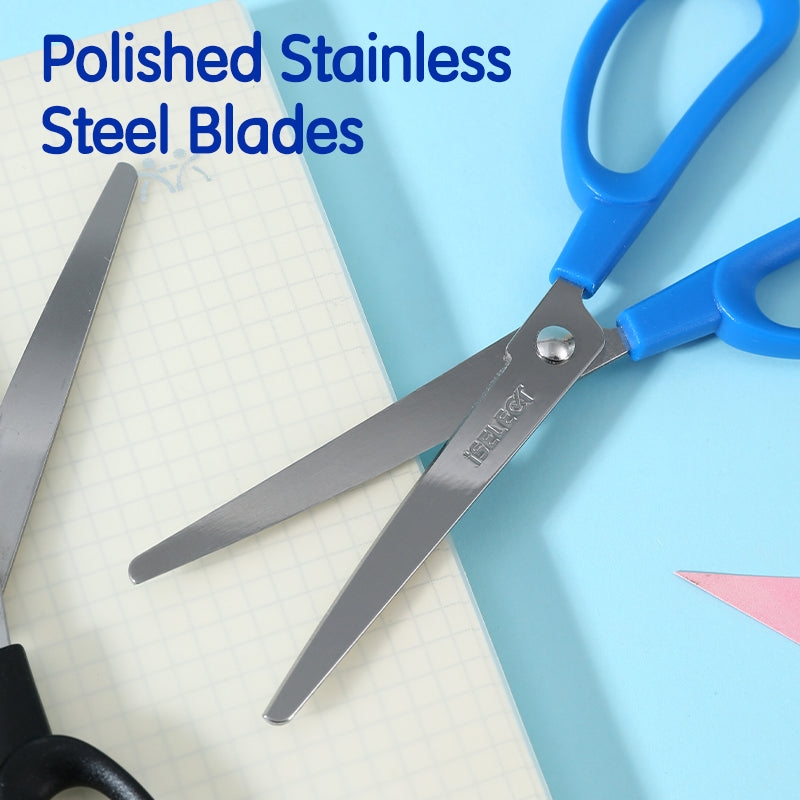 iSelect Office scissors 180mm-BL-BK | Blue and Black color | Stainless steel blades | Smooth cutting