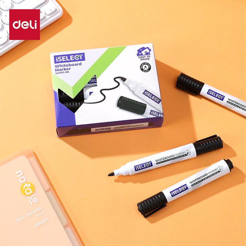 iSelect Whiteboard marker-1.8mm-BK | Black ink | Bullet-tip | Smooth | Water-resistant tip